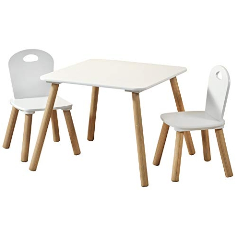 Kesper| Kindertisch mit 2 Stühlen, Material: Faserplatte, Maße: 55 x 55 x 45 cm, Farbe: Weiß | 17712 13