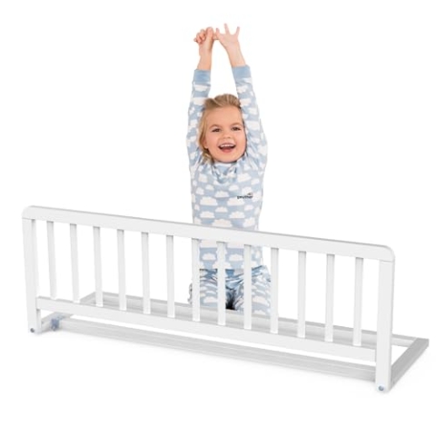 Geuther Bettschutzgitter Holz | Rausfallschutz Bett für Kinder | Bettgitter als Absturzsicherung Bett | Baby Rausfallschutz Elternbett, Rausfallschutz Kinderbett & Baby Bett in 110 cm Länge, Weiß