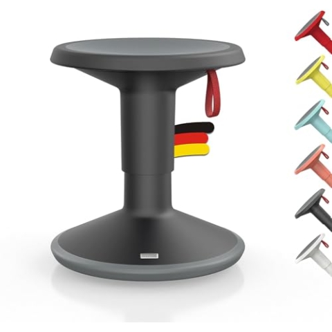 Interstuhl UPis1 - ergonomischer Sitzhocker mit Schwingeffekt - höhenverstellbar - Hocker mit rutschhemmender Standfläche & Kippschutz - Bürohocker (Schwarz, UP Junior)