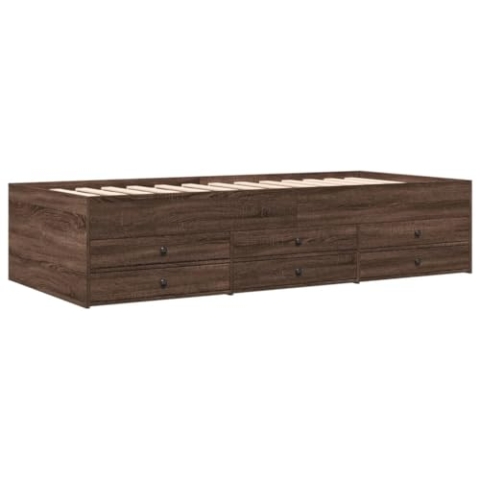 vidaXL Tagesbett, Gästebett mit 6 Schubladen mit Rollen, Schlafsofa für Schlafzimmer, Bettsofa Sofabett Daybed Bett, Braun Eichen-Optik 90x200cm Holzwerkstoff