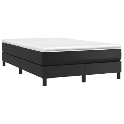 vidaXL Bettgestell, Polsterbett Bett für Schlafzimmer, Bettrahmen mit Lattenrost, Kunstlederbett Doppelbett, Schwarz 120x200cm Kunstleder