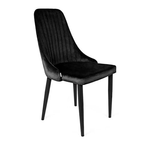 HOMLA Louis Veloursstuhl Wohnzimmerstuhl Esszimmerstuhl Polsterstuhl - Sessel mit Rückenlehne - Küchenstuhl mit Modischem Design - Schwarze Beine - Schwarz 45x45x90 cm