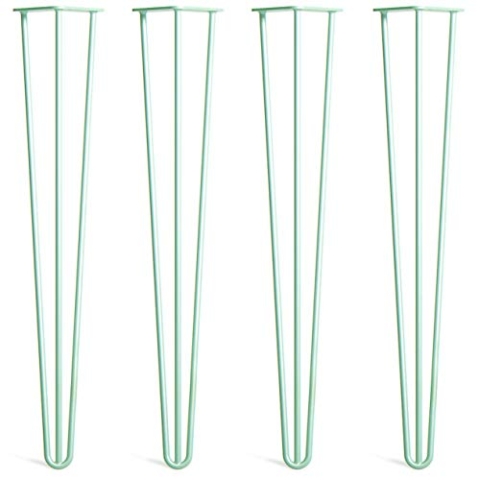 The Hairpin Leg Co. 4X Haarnadel-Tischbeine: Doppel-Schweiß Stahl, Schrauben, Anleitung, Schutzfüße. Klassischer 10mm 3 Stangen Stil. 71cm Pastellgrün