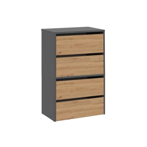 CDF Schuhschrank Modo X2 | Farbe: Anthrazit - Eiche Artisan | Ideal für Vorzimmer, Flur, Büro | Schuhaufbewahrung | Schuhregale | modern | offene Einlegenböden