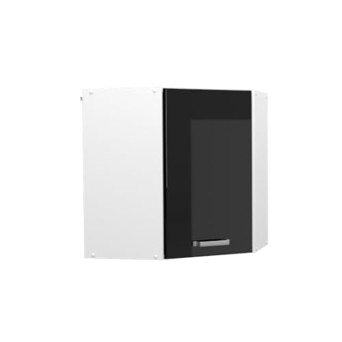 Vicco Eckhängeschrank R-Line, Küchen-Eckschrank, Schwarz Hochglanz/Weiß, 57 cm