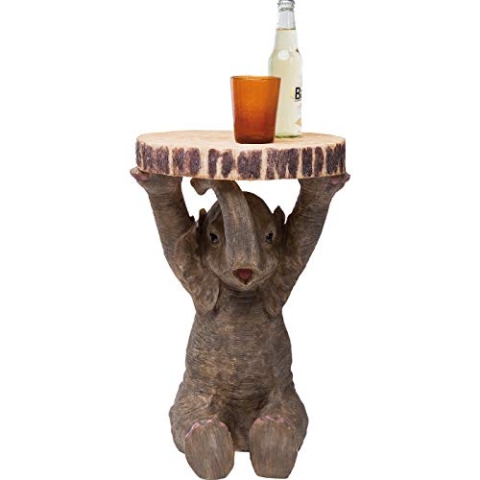Kare Design Beistelltisch Animal Elephant, Braun/Grau, 35cm Durschmesser, Couchtisch, Elefanten Motiv, 54x36x35 cm (H/B/T)