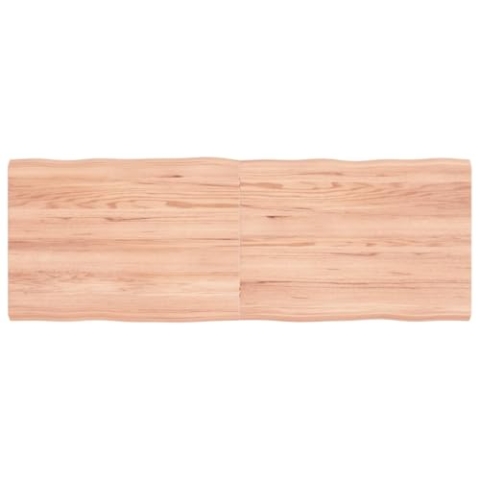vidaXL Tischplatte, Holzplatte für Tisch Esstisch Couchtisch, Massivholzplatte Handgefertigt mit Baumkante, Ersatztischplatte Scharnierdesign, Hellbraun 140x50x(2-4) cm Massivholz Behandelt
