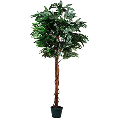 PLANTASIA® Mangobaum, Echtholzstamm, Kunstbaum, Kunstpflanze - 120cm oder 180 cm, Schadstoffgeprüft - 180 cm