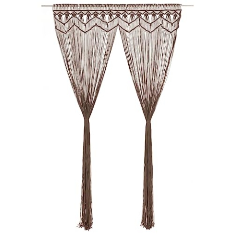 vidaXL Makramee Vorhang Handgefertigt Wandbehang Tapestry Fenstervorhang Dekovorhang Türvorhang Hochzeit Hintergrund Taupe 140x240cm Baumwolle