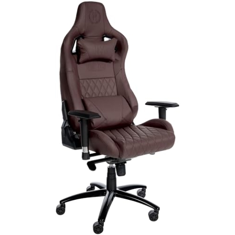 CLP Bürostuhl Keren Echtleder I Schreibtischstuhl Höhenverstellbar I Drehstuhl Gepolstert Mit Lehnfunktion, Farbe:braun