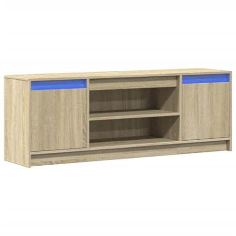 vidaXL TV Schrank mit LED, Fernsehschrank mit Stauraum, Fernsehtisch für Wohnzimmer Schlafzimmer, Lowboard TV Möbel, Sonoma-Eiche Holzwerkstoff