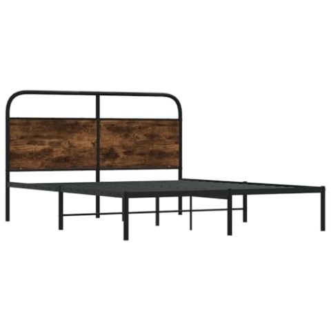 vidaXL Bettgestell ohne Matratze 120x200 cm Räuchereiche Holzwerkstoff, Schlafzimmermöbel, Doppelbett, Schlafzimmerbett, Bett, Bettrahmen