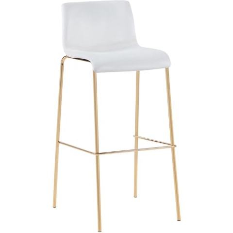 CLP Barhocker Hoover Samtbezug I Barstuhl mit Rückenlehne und Fußstütze I Tresenstuhl mit Metallgestell in Gold-Optik, Farbe:Creme