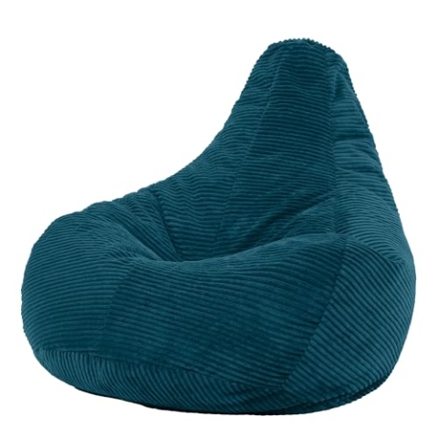 Icon Dalton Sitzsack Cord, Blaugrün, Gaming Sitzsack Erwachsene mit Füllung, Bean Bag, Cord Sessel, Lounge Sessel, Lounge Stuhl, Schlafzimmer, Wohnzimmer, Wohnzimmer Möbel