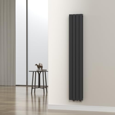 [neu.haus] Flachheizkörper Nore Designheizkörper Heizung Paneelheizkörper Raumheizkörper Mittelanschluss Doppellagig Vertikal für Wohn-und Schlafzimmer Küche Bad 180x30cm Schwarz 1122W