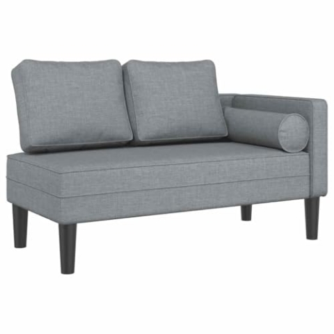 vidaXL Chaiselongue, Indoor Lounge Sofa mit Kissen, Gepolsterte Recamiere für Wohnzimmer Schlafzimmer Büro, Relaxliege Couch, Hellgrau Stoff
