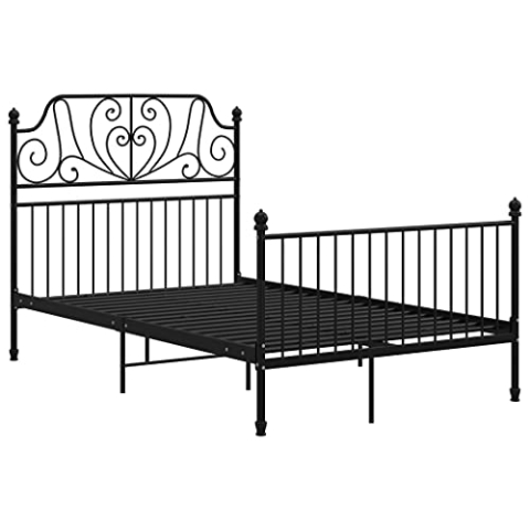 vidaXL Bettgestell Metallbett Schlafzimmer Bett Doppelbett Schlafzimmermöbel Bettrahmen Lattenrost Pulverbeschichtetes Metall Schwarz 120x200cm
