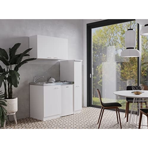 respekta Küche Miniküche Singleküche Küchenzeile Pantry Weiß Levin 130 cm