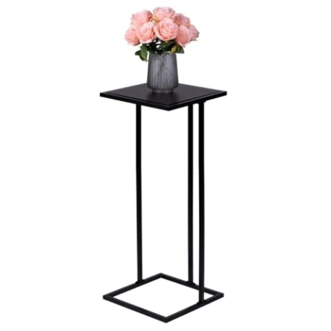 Arti Casa Beistelltisch - Metall und MDF - 75 x 33 x 33 cm - Bettisch - Sofatisch - Pflanzenständer - Couchtisch - Laptoptisch - Schwarz