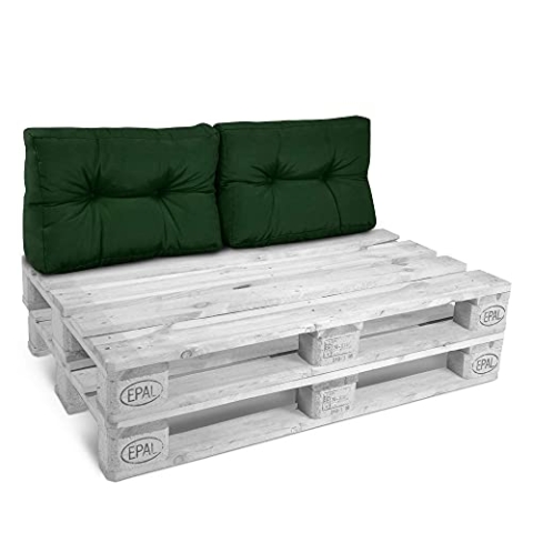 Beautissu 2X Rückenkissen Palettenkissen Outdoor 60x40 cm – Gepolsterte Auflagen für Paletten Europaletten Palettensofa Lounge Kissen Outdoor Palettenmöbel Palettenpolster Grün – Style