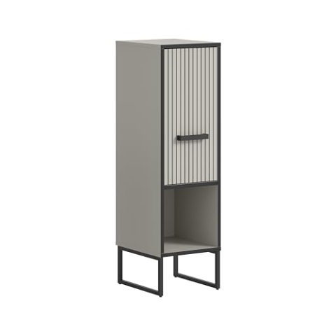 xonox.home Badezimmer Bagno Kommode Schrank Standschrank schmaler Badezimmerschrank Badschrank schmal in Kaschmir beige Nb., ca.30x101x32 cm