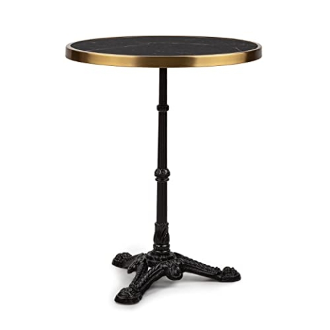 blumfeldt Patras - Bistro-Tisch, Gartentisch, Deko-Zierkante, Gusseiserner Standfuß, für drinnen und draußen, wasserfest, frostsicher, 57,5 cm Ø 72 cm Höhe, schwarz