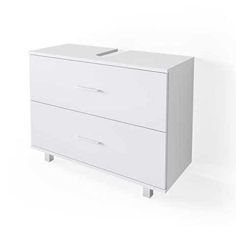Vicco Waschbeckenunterschrank Ilias, Waschtischunterschrank mit Schubladen, Weiß, 80 x 60.8 cm