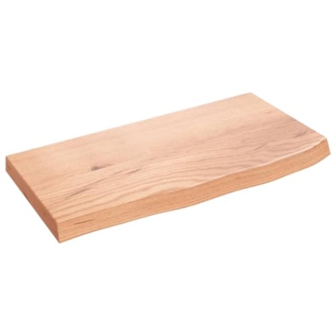 vidaXL Waschtischplatte, Multifunktional Arbeitsplatte mit Naturkante, Waschtischkonsole Tischplatte für Badezimmer, Holzplatte Platte, Hellbraun 60x30x(2-4) cm Massivholz Behandelt