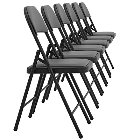 pro.tec Konferenzstuhl 6er Set Bürostuhl Grau ergonomisch Schreibtischstuhl mit Kunstlederbezug Klappstuhl Besucherstuhl Metall 80 x 46 x 50 cm