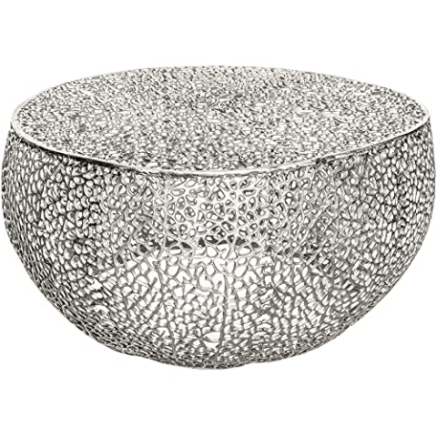 Riess Ambiente Filigraner Design Couchtisch Leaf 80cm Silber Handarbeit Wohnzimmertisch Tisch Sofatisch