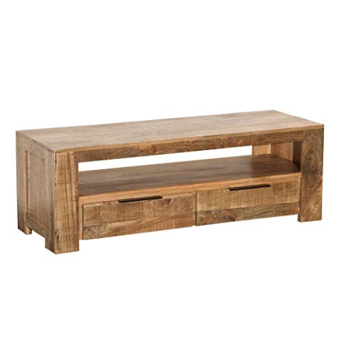 Riess Ambiente Massives TV-Board Iron Craft Mango 130cm 2 Schubladen TV-Schrank Wohnzimmerschrank