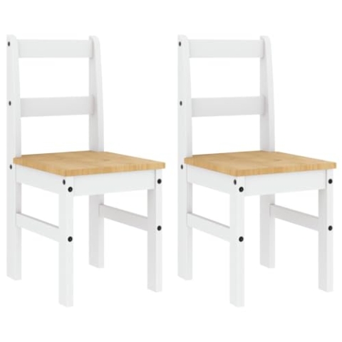 vidaXL Essstühle 2 STK., Holzstuhl Stuhl für Esszimmer Küche, Esszimmerstuhl Küchenstuhl Massivholz, Restaurantstuhl Hotelstuhl, Weiß Kiefer
