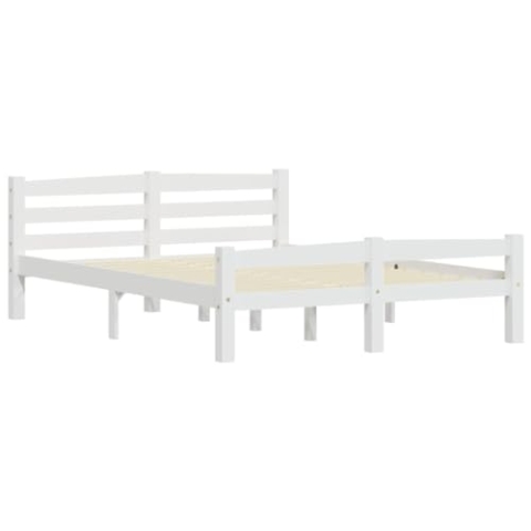 vidaXL Kiefernholz Massiv Bettgestell Holzbett Futonbett Bett Doppelbett Massivholzbett Bettrahmen Lattenrost Schlafzimmerbett Weiß 140x200cm