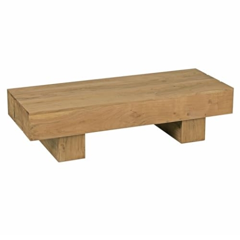 Wohnling Couchtisch Massiv-Holz Akazie 120cm breit Design Wohnzimmer-Tisch dunkel-braun Landhaus-Stil Beistelltisch