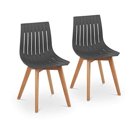 Fromm & Starck Star_SEAT_16 Stuhl 2er Set bis 150 kg Sitzfläche 50 x 47 cm grau Kunststoffstuhl Stuhlbeine Buchenholz