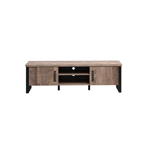 trendteam smart living - Lowboard Fernsehtisch TV-Unterschrank - Wohnzimmer - Emile - Aufbaumaß (BxHxT) 166 x 50 x 45 cm - Farbe Tabak Eiche mit Matera - 2029320C5