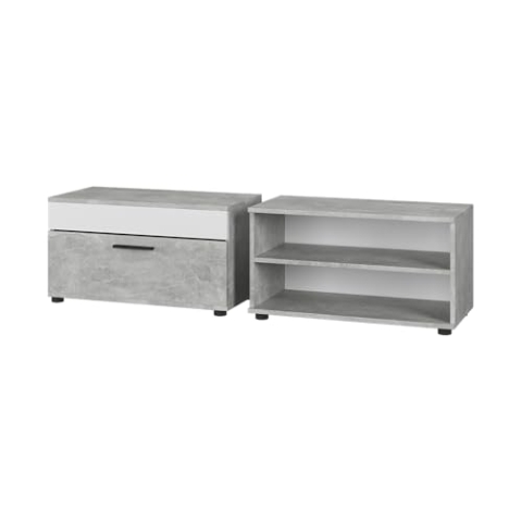 Vicco Wohnzimmerschränke Berno, Beton/Weiß, 2 Teile