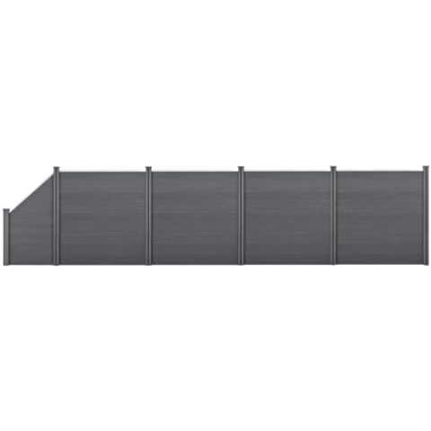 neu.holz WPC Gartenzaun mit abgeschrägtem Zaunelement 183x799cm Grau Sichtschutz Windschutz Lamellenzaun Zaun Schrägelement