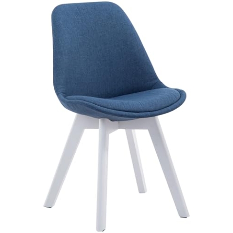 CLP Esszimmerstuhl Borneo mit Stoffbezug I Polsterstuhl, Farbe:blau, Gestell Farbe:weiß