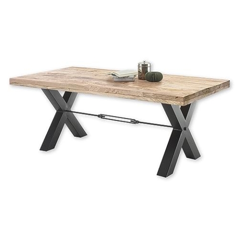 DEHLI Esstisch Massivholz Mango - Hochwertiger Esszimmertisch mit X-förmigem Metallgestell für Ihr Esszimmer - 200 x 77 x 100 cm (B/H/T)