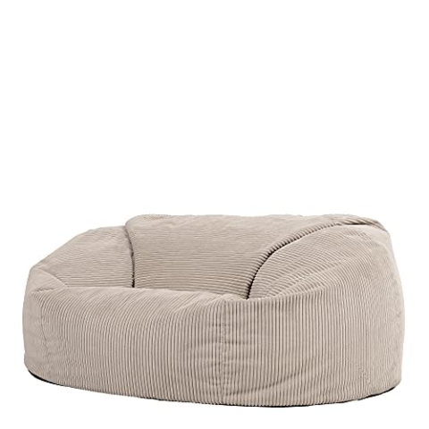 Icon Soul XXL Sitzsack Sofa für Erwachsene, Beige, Flauschiger Cordtstoff, 2 Sitzer, Bequemer Bean Bag Sofa mit Füllung, Relaxsessel, Lounge, Wohnzimmer Möbel