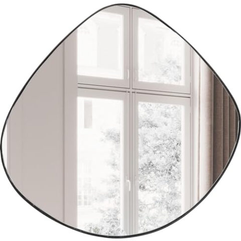 Kare Design Spiegel Göteborg, Spiegel mit schwarzem Rahmen, asymmetrischer Spiegel, leichte Wandmontage, Spiegel für Flur und Wohnzimmer, (H/B/T) 90x93x1,5cm, Schwarz