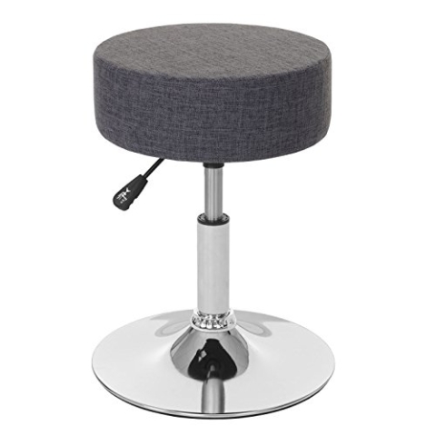 Mendler Hocker HWC-C22, Sitzhocker Schminkhocker, höhenverstellbar Ø 35cm - Textil, grau