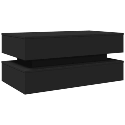 vidaXL Couchtisch mit LED-Leuchten, Beistelltisch mit Vielseitigem Design, Teetisch für Wohnzimmer Büro, Sofatisch, Modern, Schwarz Holzwerkstoff