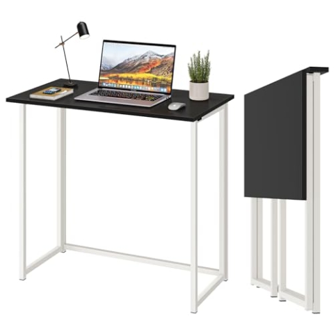 Dripex Faltbar Tisch Schreibtisch Computertisch für Homeoffice Arbeitszimmer Klappbar PC Tisch (Schwarz, Keine Montage)