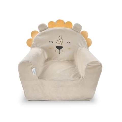 Albero Mio Velvet Animals Kindersessel | Leichter Kindersessel mit Griff | Bequemer und weicher Schaumstoffsitz | Ideal für das Kinderzimmer | 50x35x45 cm | Löwe