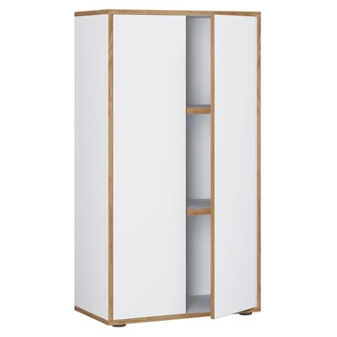 VCM Holz Büroschrank Ordner Aktenschrank Büromöbel Schrank Salia 3-Fach Breite 60 cm Drehtüren Weiß