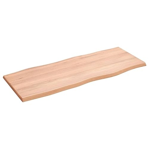 vidaXL Tischplatte, Holzplatte für Tisch Esstisch Couchtisch, Massivholzplatte Handgefertigt mit Baumkante, Ersatztischplatte, Hellbraun 100x40x2cm Massivholz Eiche Behandelt