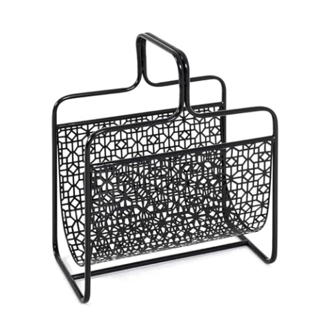 HAKU Möbel Zeitungsständer schwarz, Metall - Maße: B 37 cm x H 45 cm x T 22 cm, Style: Art Deco