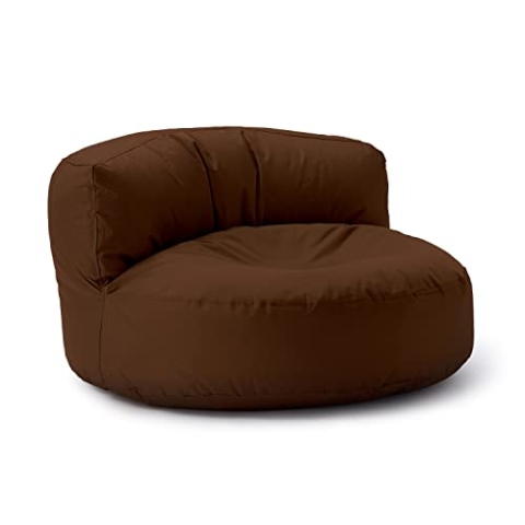 Lumaland Sitzsack Lounge | Sofa-Sitzsack 90 x 50 cm mit Rückenlehne | Indoor & Outdoor Beanbag | Wasserabweisend & Robust | Mit anpassungsfähiger EPS-Füllung | Waschbarer Bezug [Braun]
